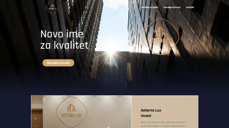 AeternaLux - Novi Sad Website Development Portfolio Example