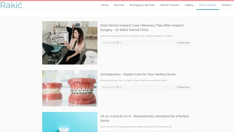 Ordinacija Dr Rakić (Dr. Rakić Clinic) - Novi Sad Website Development Portfolio Example