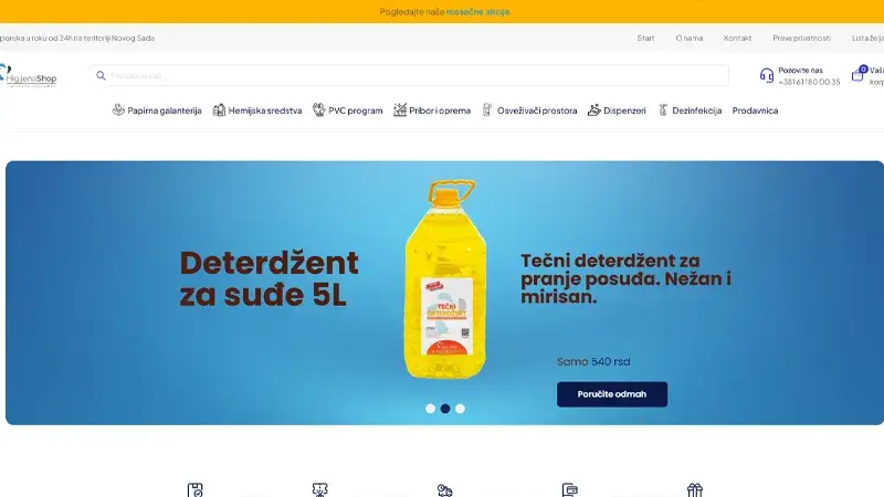 Higijena Shop (Hygiene Shop) - Novi Sad Website Development Portfolio Example