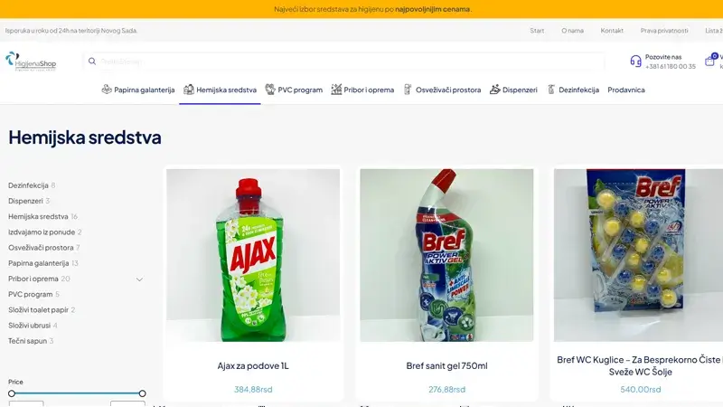 Higijena Shop (Hygiene Shop) - Novi Sad Website Development Portfolio Example
