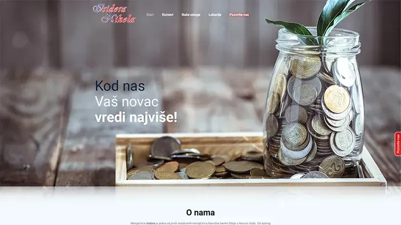 Menjačnica Isidora (Isidora Exchange Office) - Novi Sad Website Development Portfolio Example