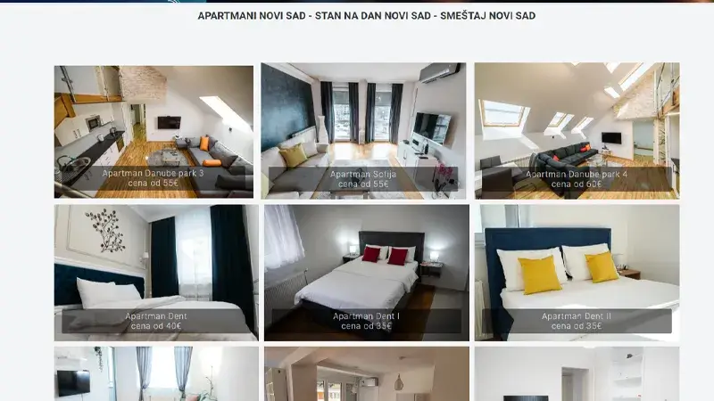 Novi Sad Apartmani (Novi Sad Apartments) - Website Development Portfolio Example