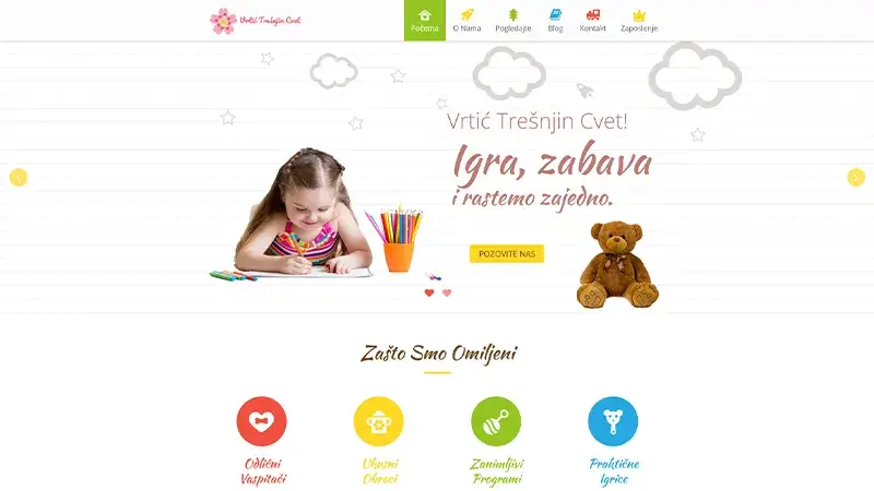 Vrtić Trešnjin Cvet (Cherry Blossom Kindergarten) - Novi Sad Website Development Portfolio Example