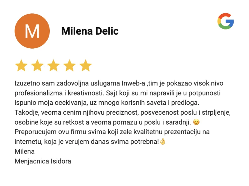 Review by Milena Delić - Isidora Exchange Office